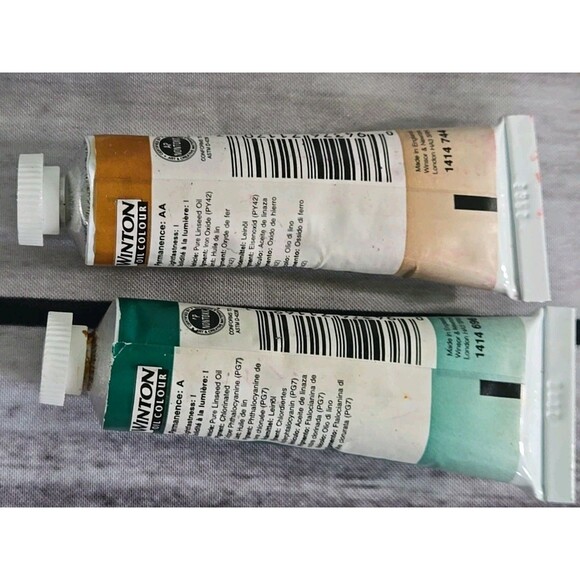 Vintage Lots of 6 Winsor & Newton Artist Oil Paints Smear Tool Incl 2 #6 Brushs - Picture 7 of 10